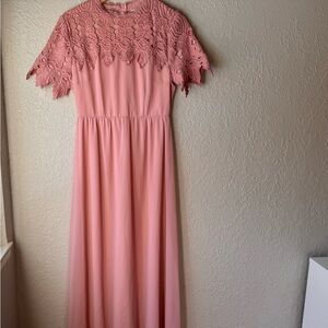 Roolee maxi dusty pink bridesmaid dress. Size Small Lace detail